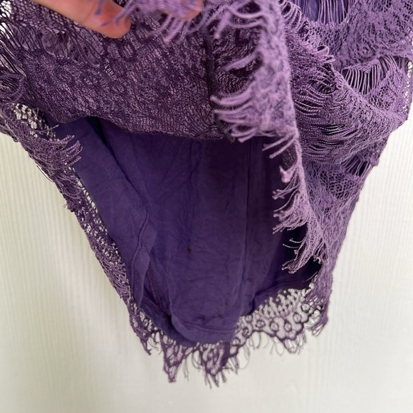 Free People - She Got It Eyelash Purple Lace Lined Spaghetti Strap Slip Dress M - Picture 7 of 13